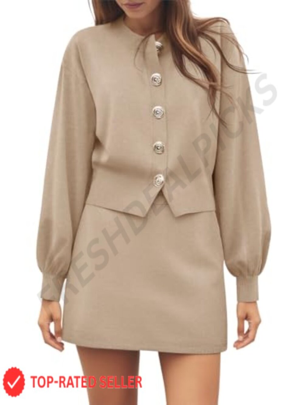 Cashmere Cardigan Skirt Set 2 Piece Lounge Outfit Cozy Long Sleeve